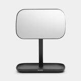 A Flux Home MIRROR WITH STORAGE TRAY - Dark Grey / White on a white background.