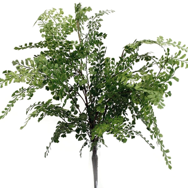 An Artificial Flora Maidenhair Large Green plant in a vase on a white background.