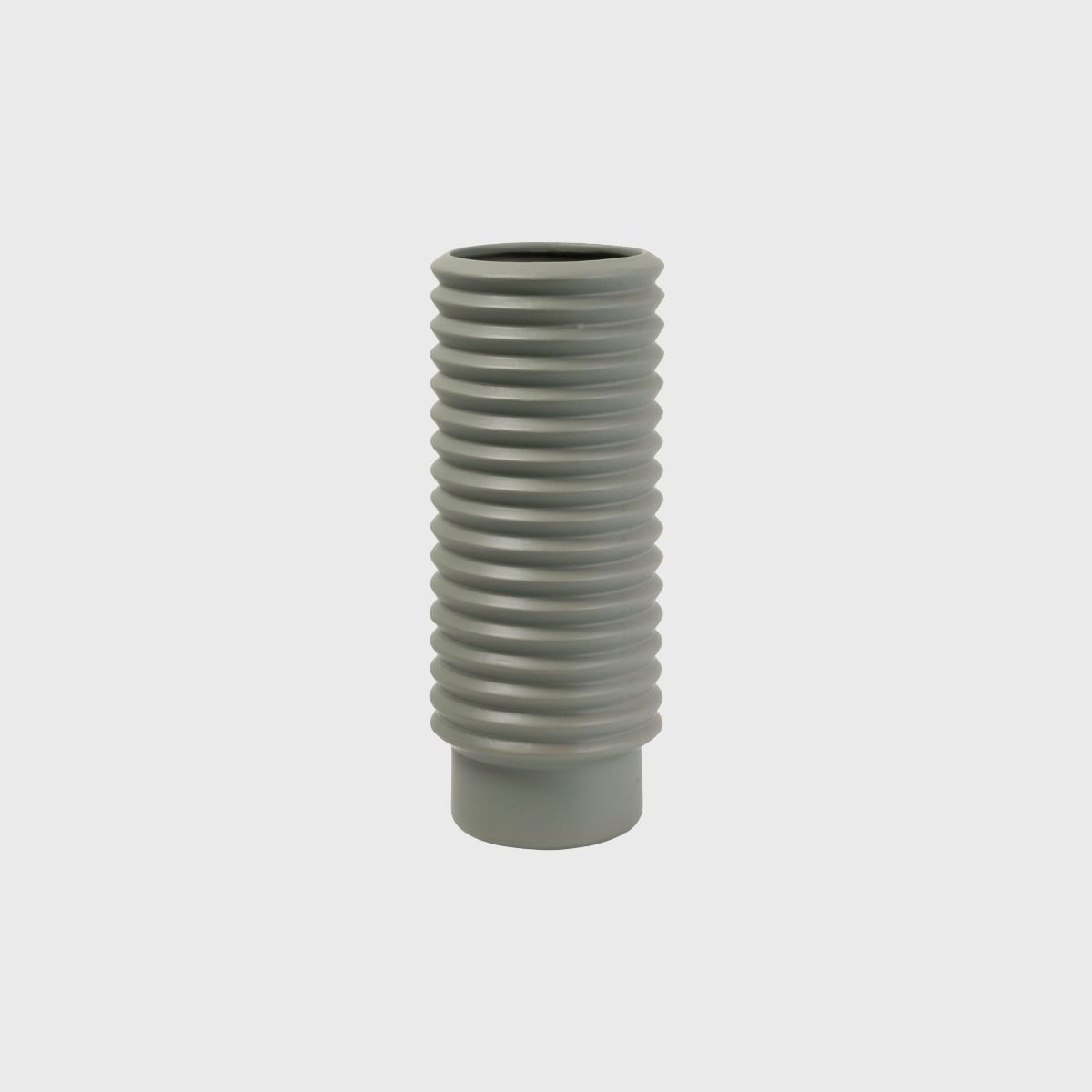 Berlin ribbed vase in eucalyptus green, on a pale grey backdrop