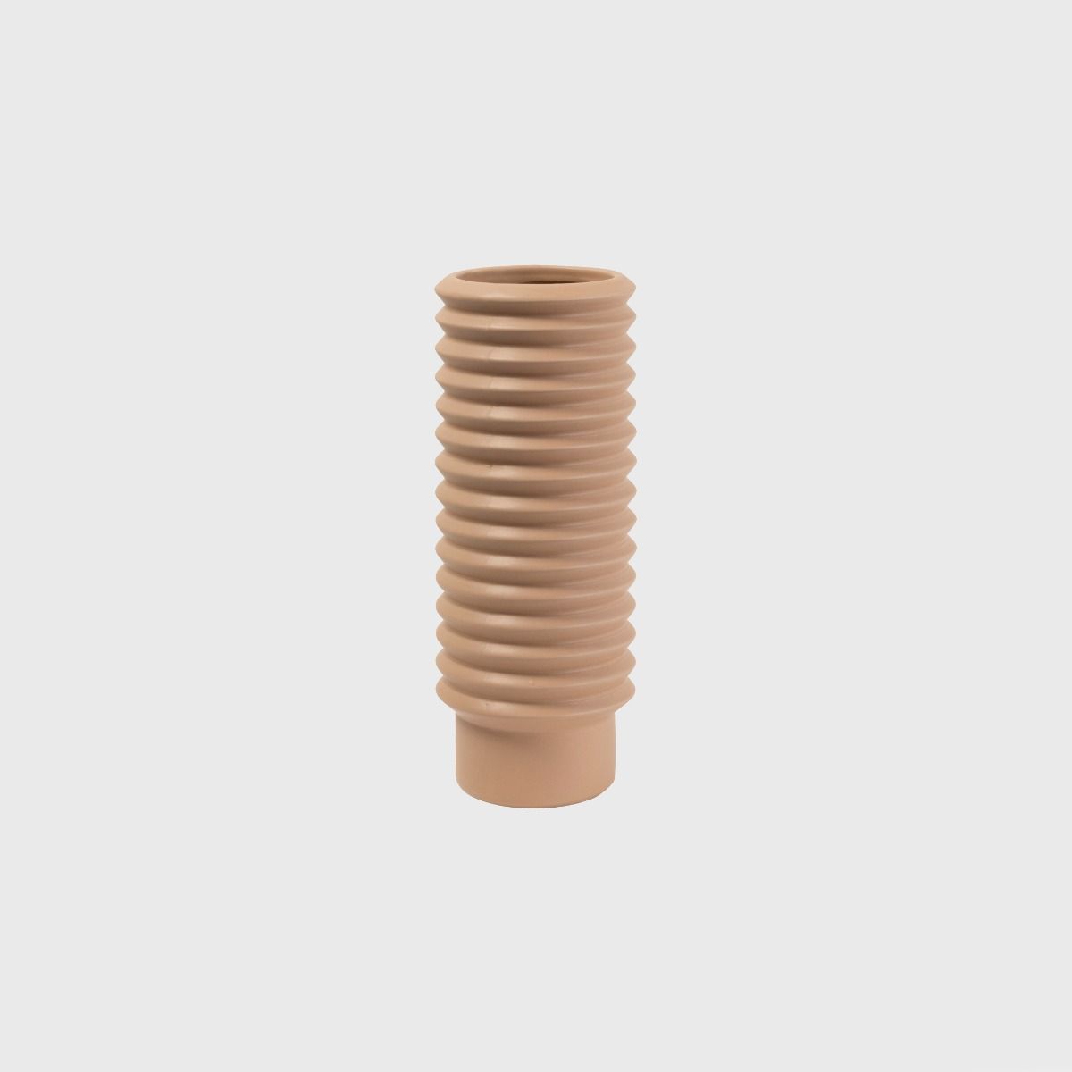 Berlin ribbed vase in nude, on a pale grey backdrop