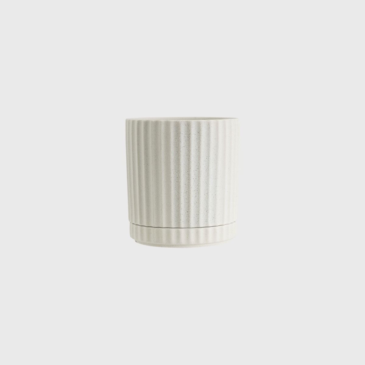 Athens Planter Sand – Ribbed Ceramic Pot with Saucer & Drainage