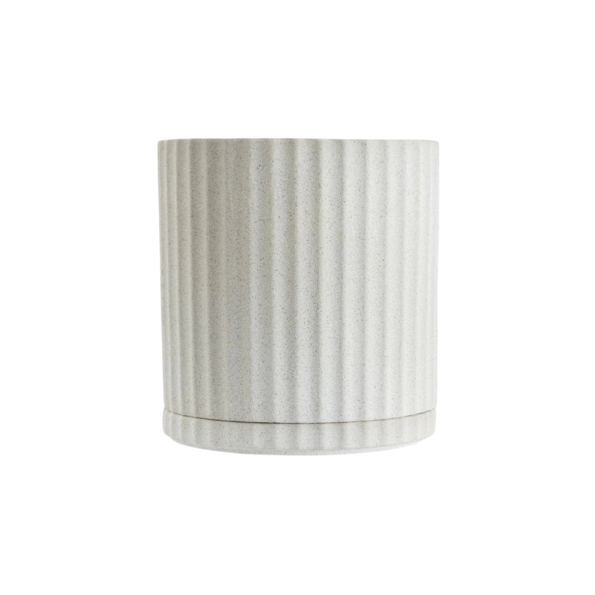 Athens Planter Sand – Ribbed Ceramic Pot with Saucer & Drainage