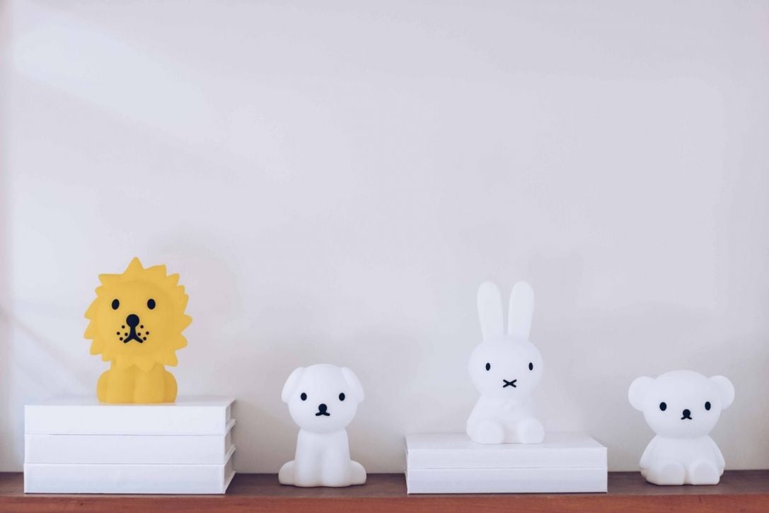 Range of animal night lamps on white plinths