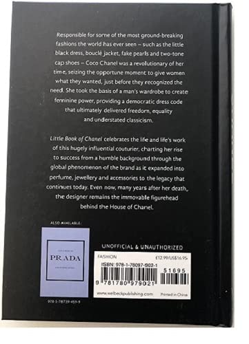 Back cover of the Little Book of Chanel with the blurb and barcode