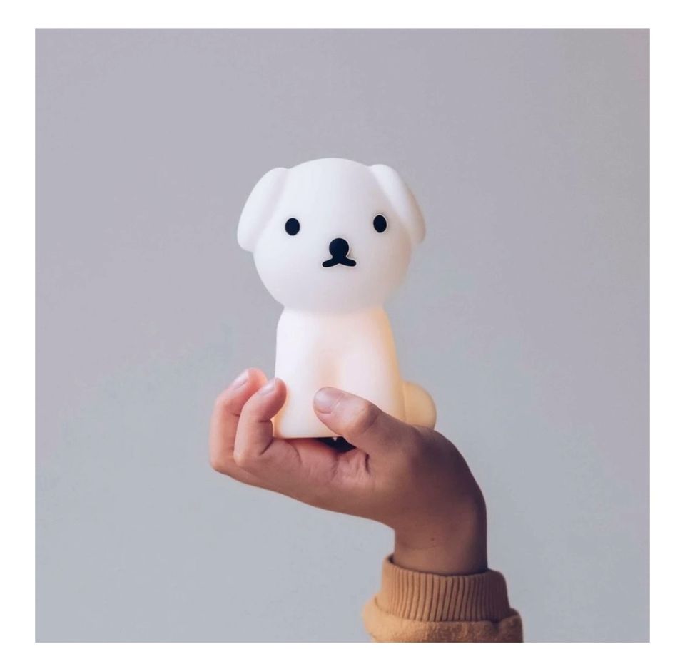 Snuffy dog lamp held on a hand