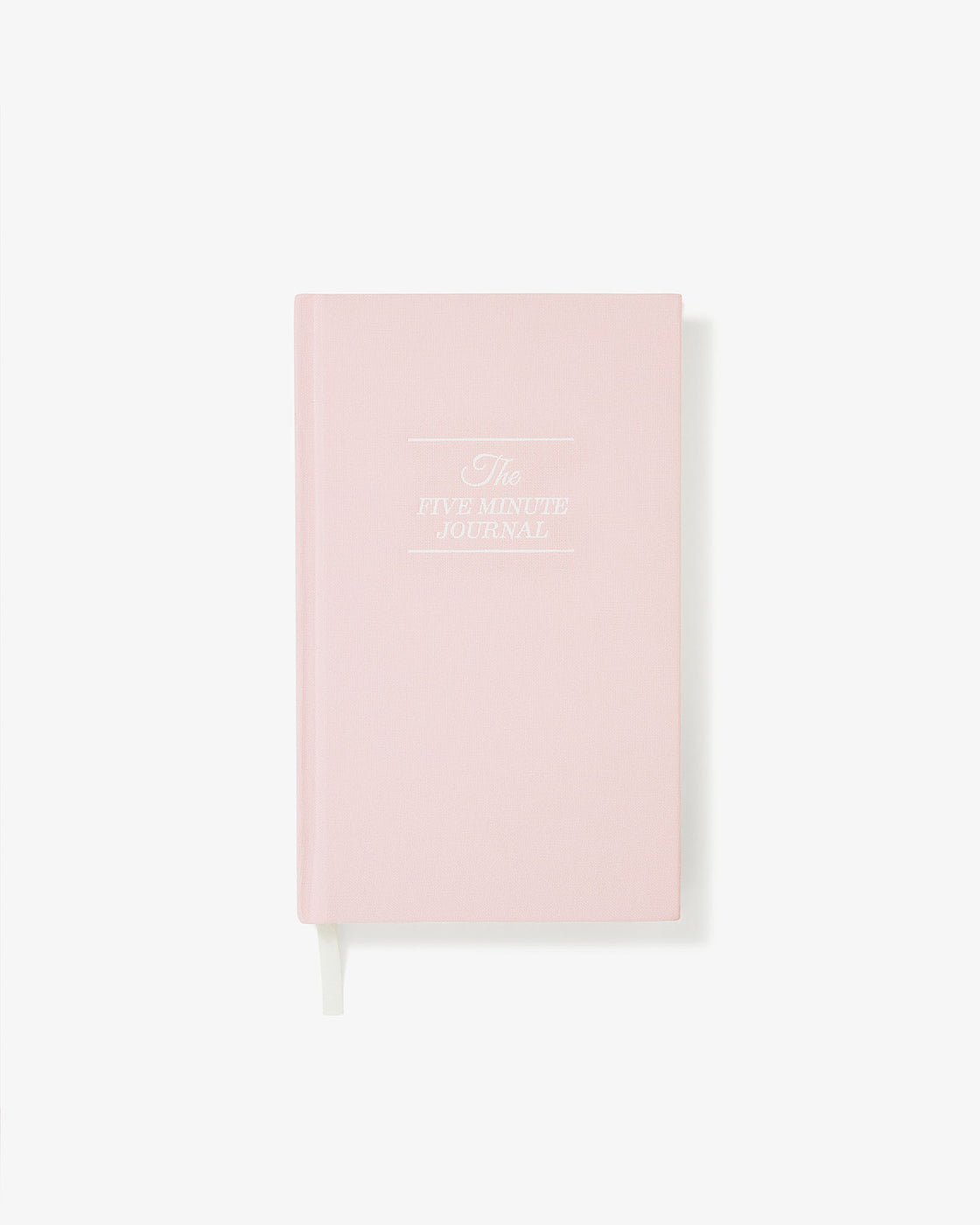 Five Minute Journal in blush pink, front view on white