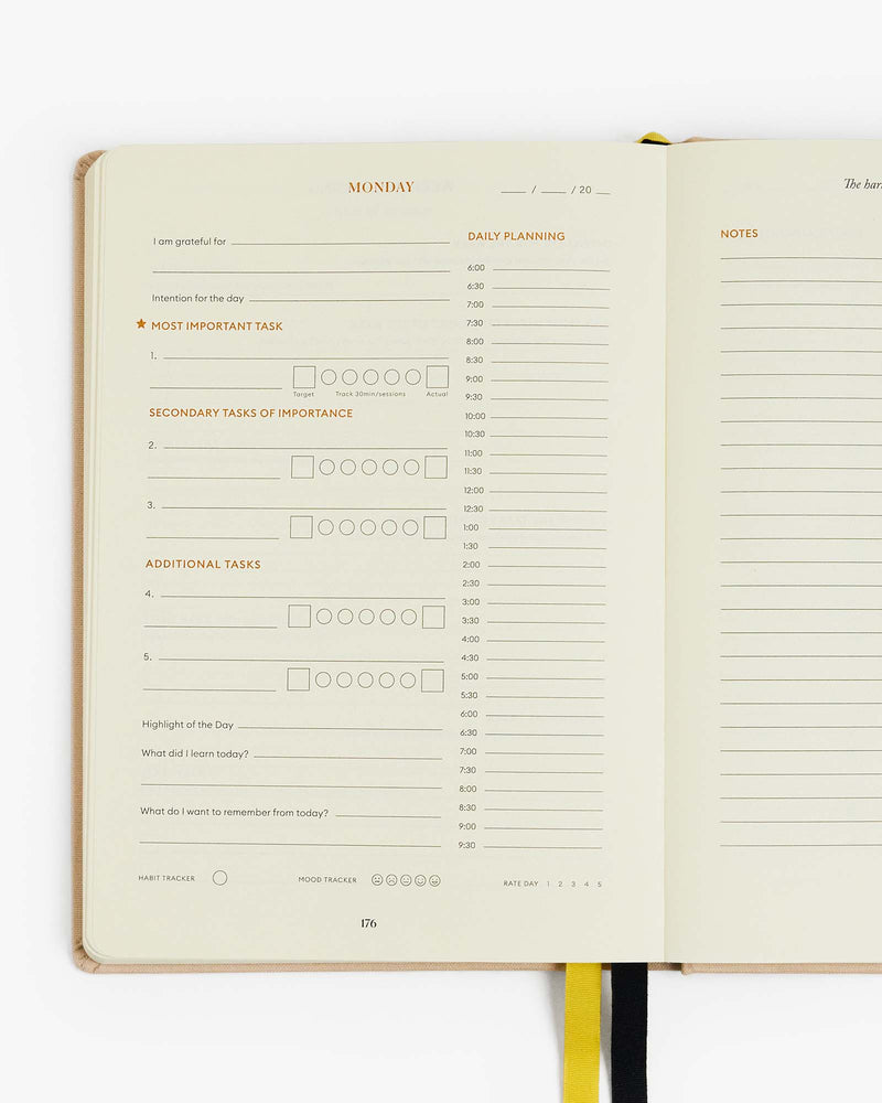 An Intelligent Change Productivity Planner with a yellow ribbon and a list of tasks.