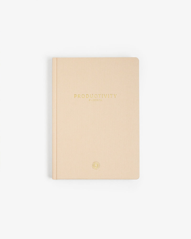 An Intelligent Change beige Productivity Planner with the word procrastination written on it, designed for the focus time technique.