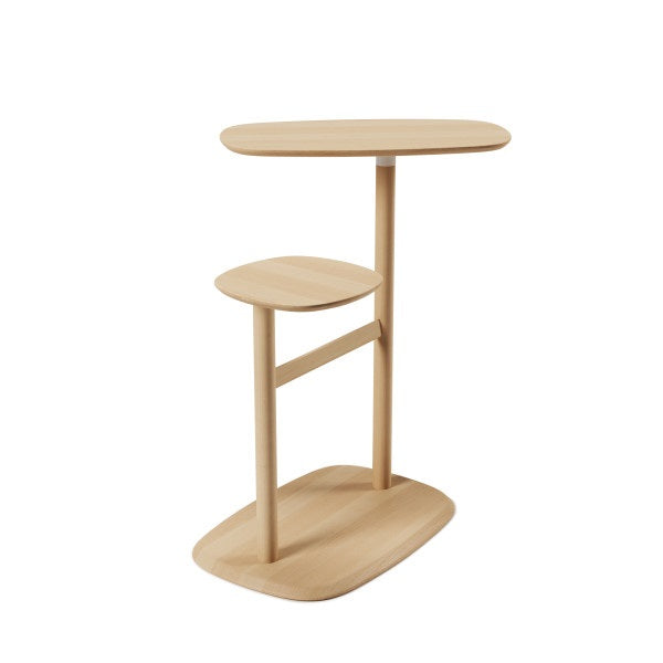 A Swivo Side Table - Natural with a shelf on top, perfect for multipurpose storage. (Brand: Umbra)