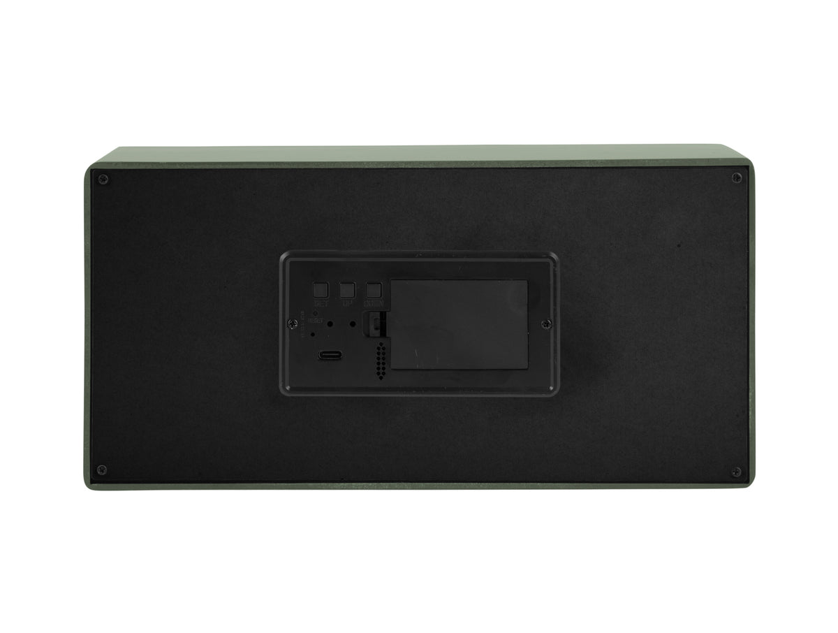 Karlsson Boxed LED Alarm Clock in green, close detail