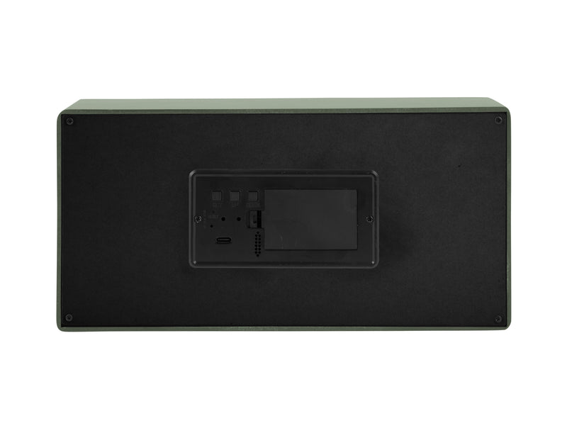 A minimal Karlsson Clock with a green cover.