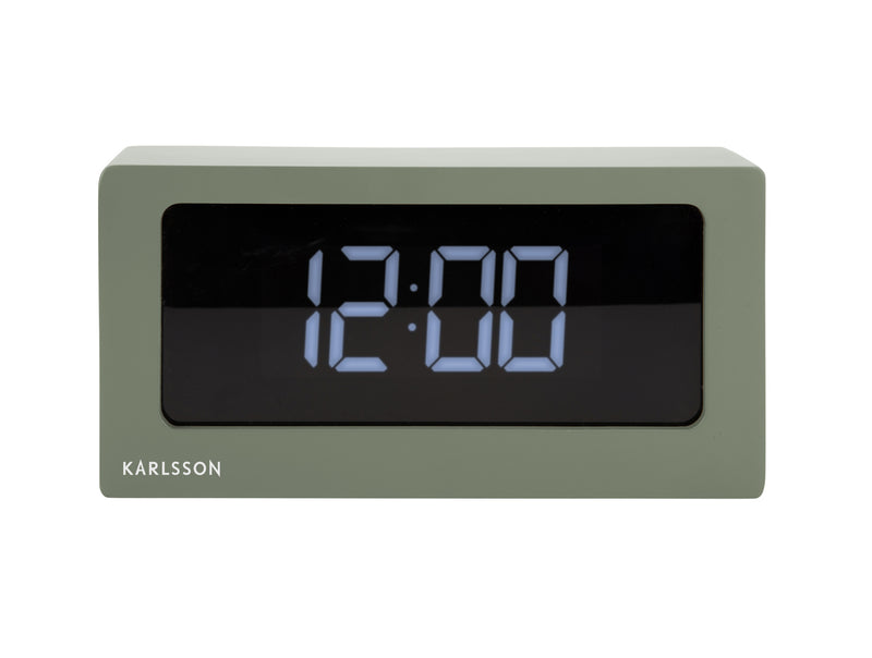 A minimal Karlsson digital alarm clock.