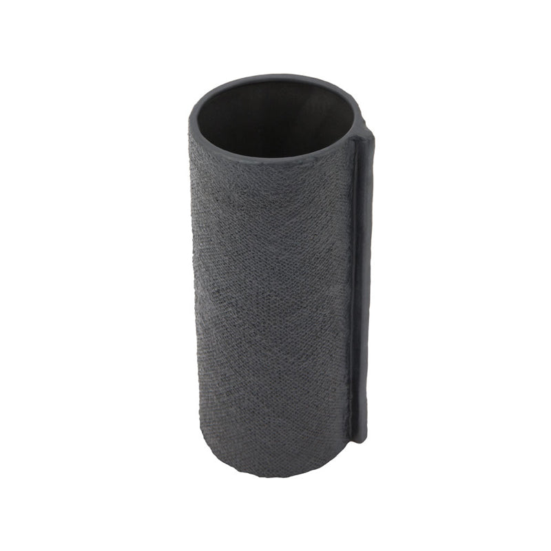 A Burlap Vase - Small Black by Zakkia on a white background.