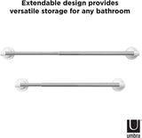 Extendable design of Umbra's Flex Sure-Lock Towel Bar Chrome provides vertical storage for any bathroom using Gel-Lock™ technology.
