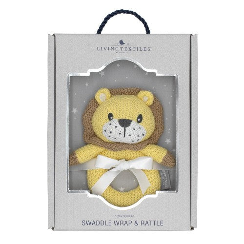 Jersey Swaddle & Rattle Gift Set (Stars/Lion)