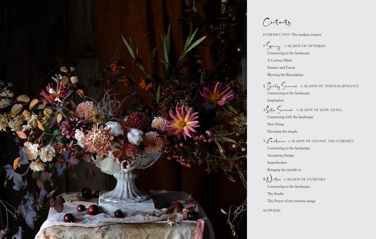 The Flower Hunter page spread showing a dried flower project