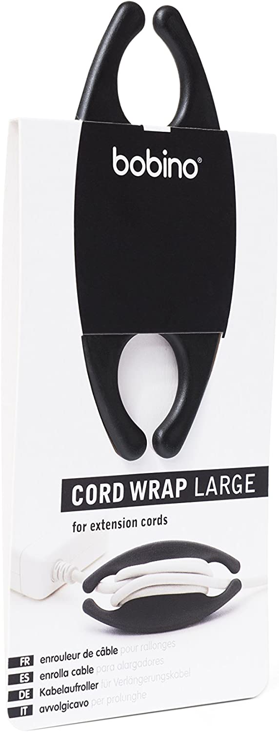The Albi Bobino Cord Wrap - Large Black provides colourcoded convenience for managing cord clusters.
