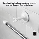 Umbra's FLEX SURE-LOCK TOWEL BAR CHROME technology creates a vacuum seal for damage free installation.
