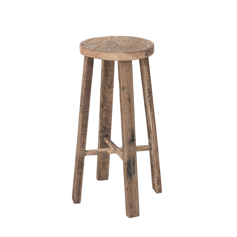 A Flux Home TEAK BAR STOOL NATURAL - 65cm on a white background.