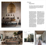 A spread from Gestalten magazine showcasing interior design with images of The New Mediterranean home highlighting Mediterranean aesthetics and minimalism in furniture choices.