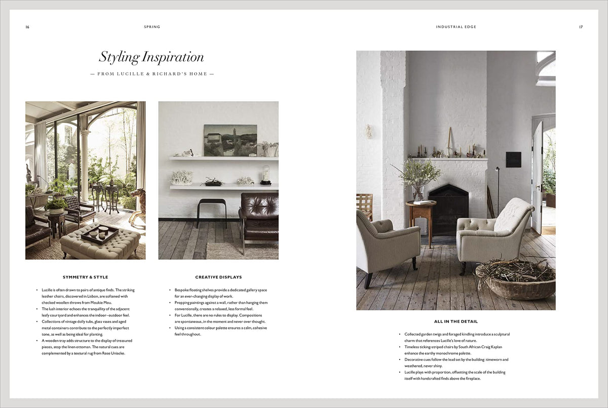 The Art of Living With White page spread showing seasonal styling