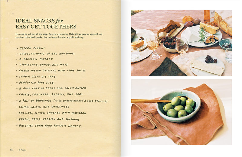 A page from the Al Fresco | Inspired Ideas for Outdoor Living cookbook featuring enticing pictures of food, perfect for enjoying al fresco with family and friends.