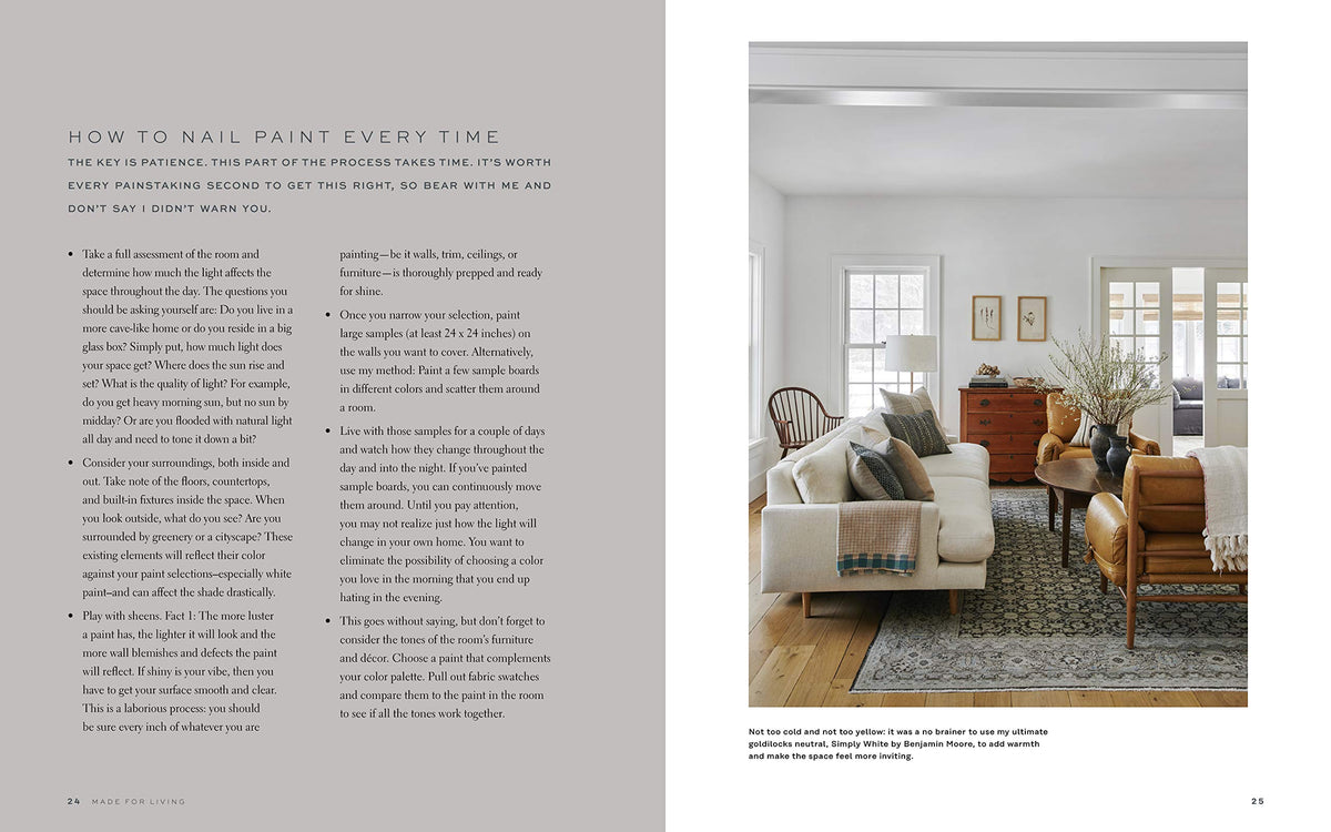 Made for Living page spread showing a layered living room