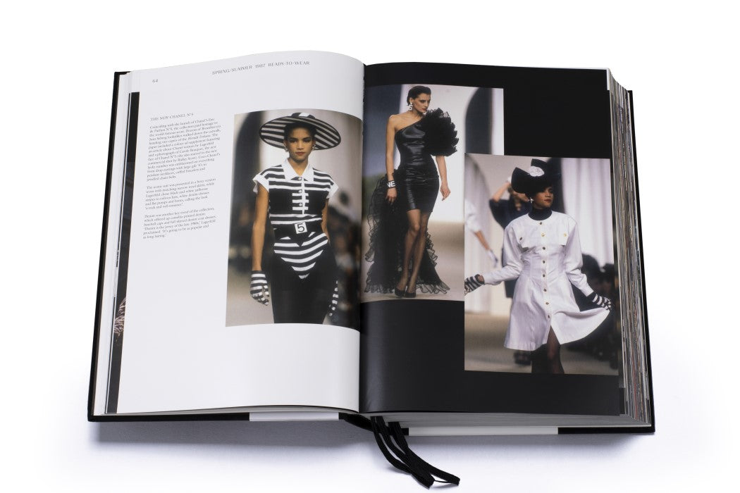 Second view of the open Chanel Catwalk book and its ribbon markers