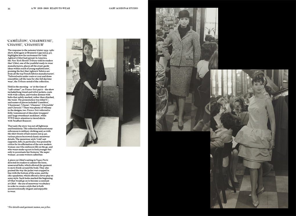 A photo spread of a woman in a CHLOE CATWALK: The Complete Collections dress and a man in a suit.
