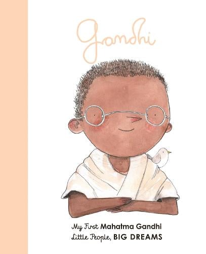 A picture of a boy with glasses reading a biography series titled "Gandhi" as part of the "My First Little People, Big Dreams Series (Various Titles)" by Books collection.