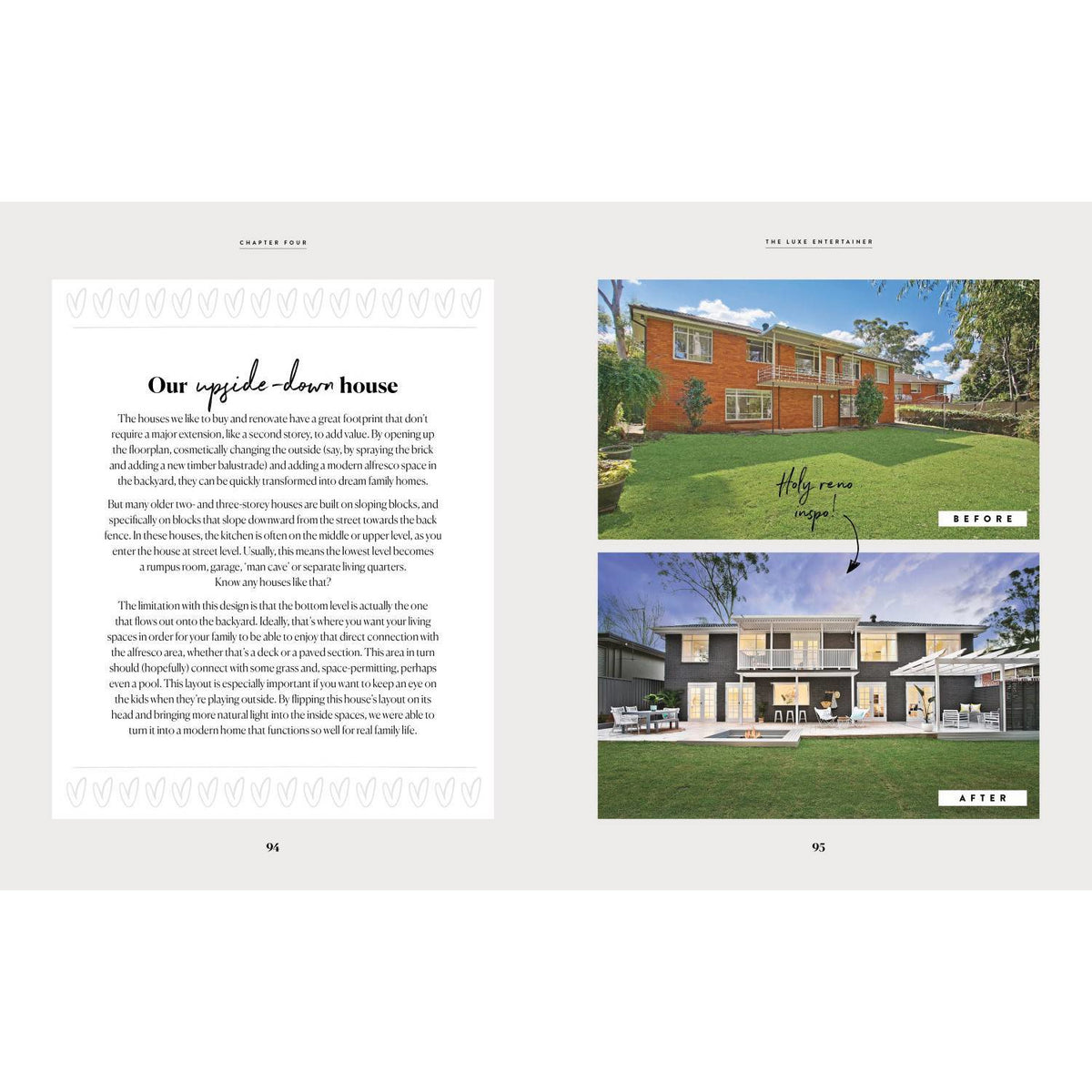 Page from Three Birds Renovations showing landscaped lawns