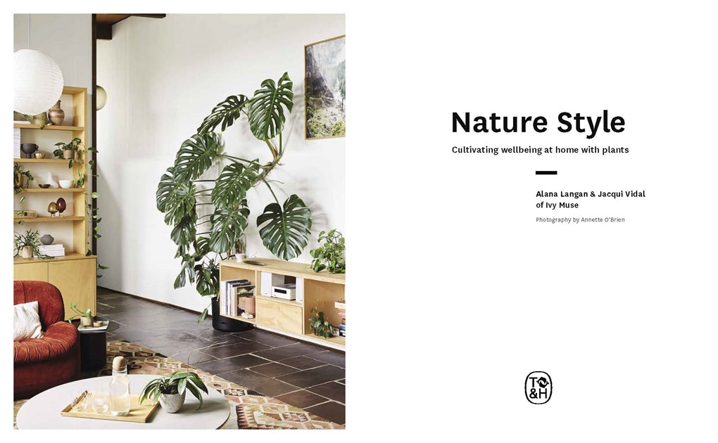 Nature Style page spread showing a plant-filled living room