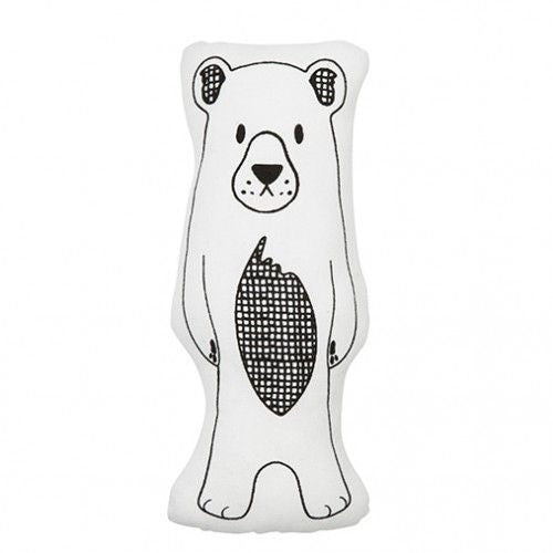 Billie the Bear soft toy by Lily & George in monochrome illustrated print