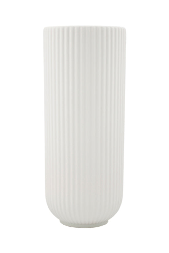 A limited edition Anri Ribbed Ceramic Vase from the Bovi Home Collection on a white background.