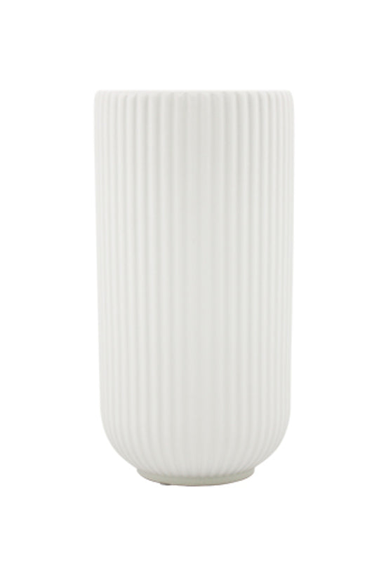 Limited edition, Bovi Home Anri Ribbed Ceramic Vase on a white background.