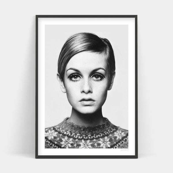 A TWIGGY black and white print of a woman's face available for delivery.
