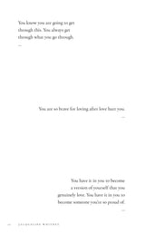 A beautifully designed black and white page featuring "All That You Deserve" by Jacqueline Whitney, published by Thought Catalog.
