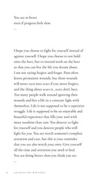 A page from "All That You Deserve" by Jacqueline Whitney with a quote on it, published by Thought Catalog.