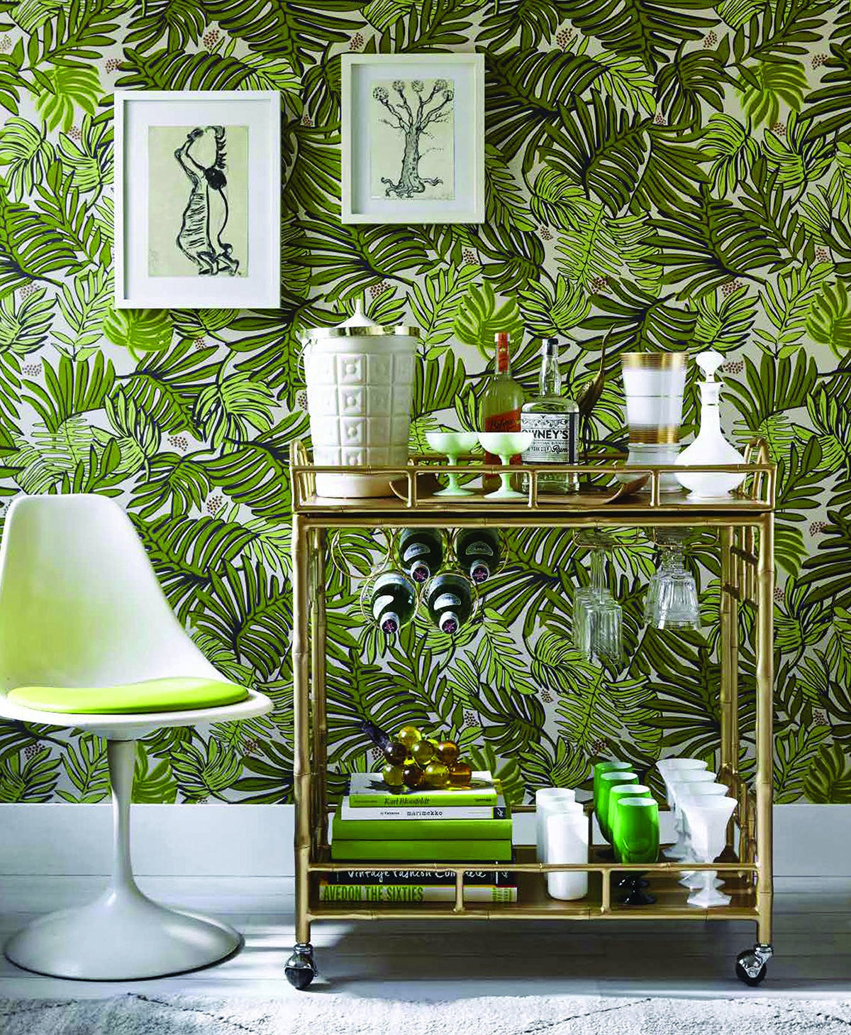 Art of the Bar Cart page spread showing a styled bar cart