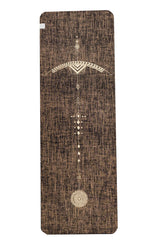 A Yogatribe organic jute 100% eco yoga mat with a design on it.