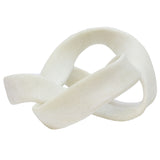 A Tang Sculpture by Flux Home, a white plastic ring on a white background with dimensions.