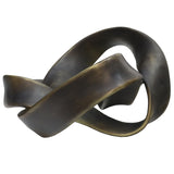 A black metal Tang Sculpture with a twisted shape and unique composition from Flux Home.