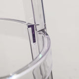 A Casper Bar Stool - 75cm by Flux Home, a transparent plastic tray with a handle.