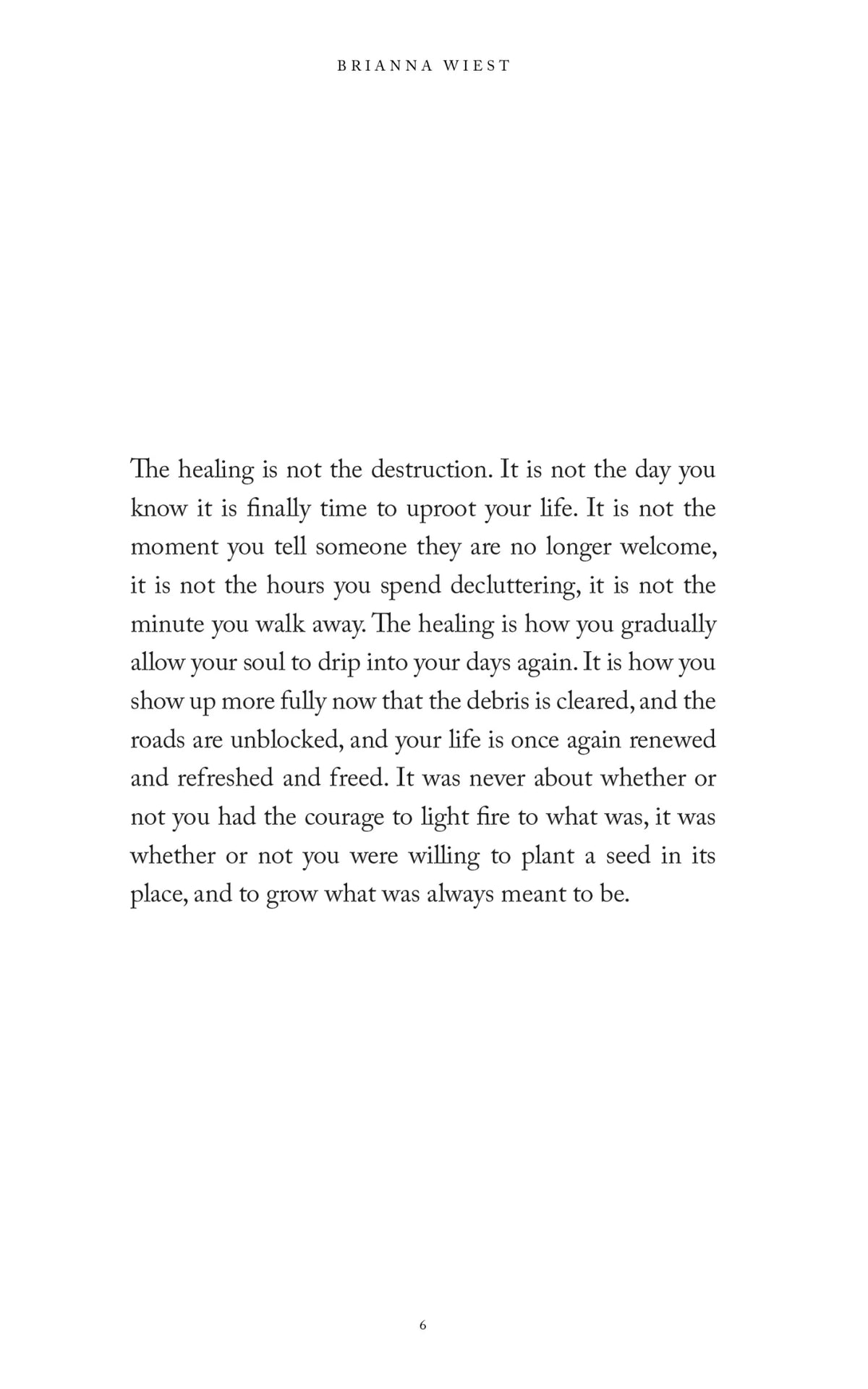 A Ceremony | Brianna Wiest black and white page with a healing quote on it by Thought Catalog.