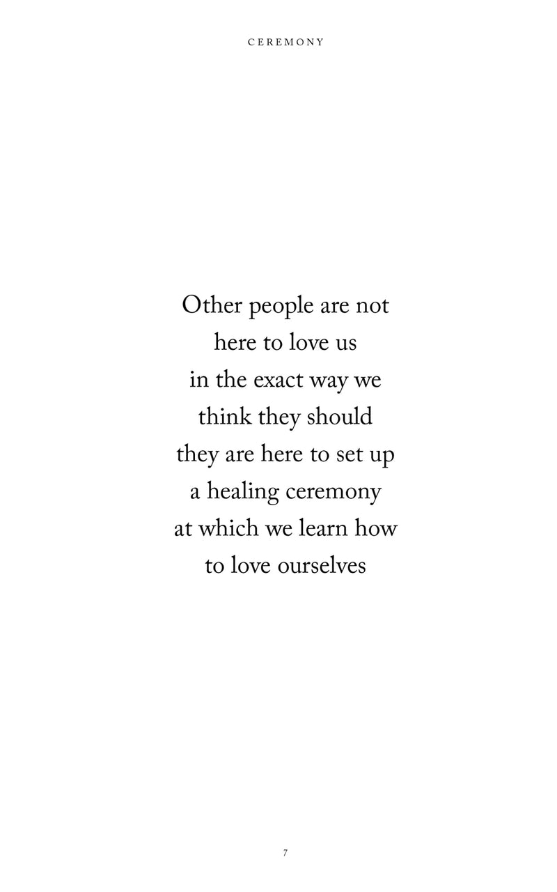 A black and white quote from Ceremony by Brianna Wiest that says other people are not here to love.
