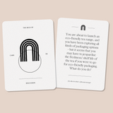 Two black and white Deck of Discussion cards with an interesting quote on them, by Collective Hub.