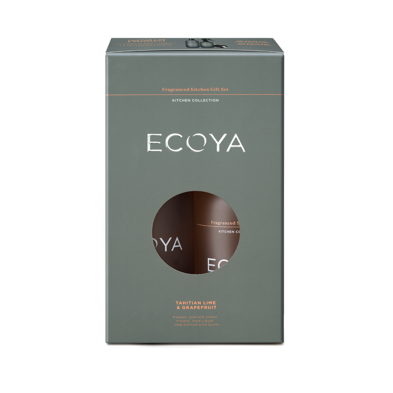 Ecoya Tahitian Lime & Grapefruit Kitchen Gift Set with a stylish design and invigorating fragrance.