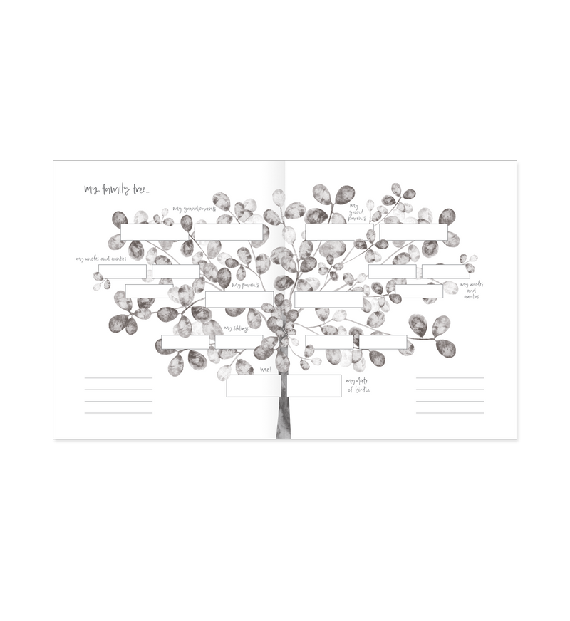 A Little Dreamer | Baby Journal | STARDUST with a family tree and milestones by Emma Kate Co.