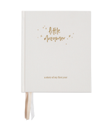 A perfect baby shower gift - a white Little Dreamer | Baby Journal | CLOUD CREAM diary with the words Emma Kate Co on it.