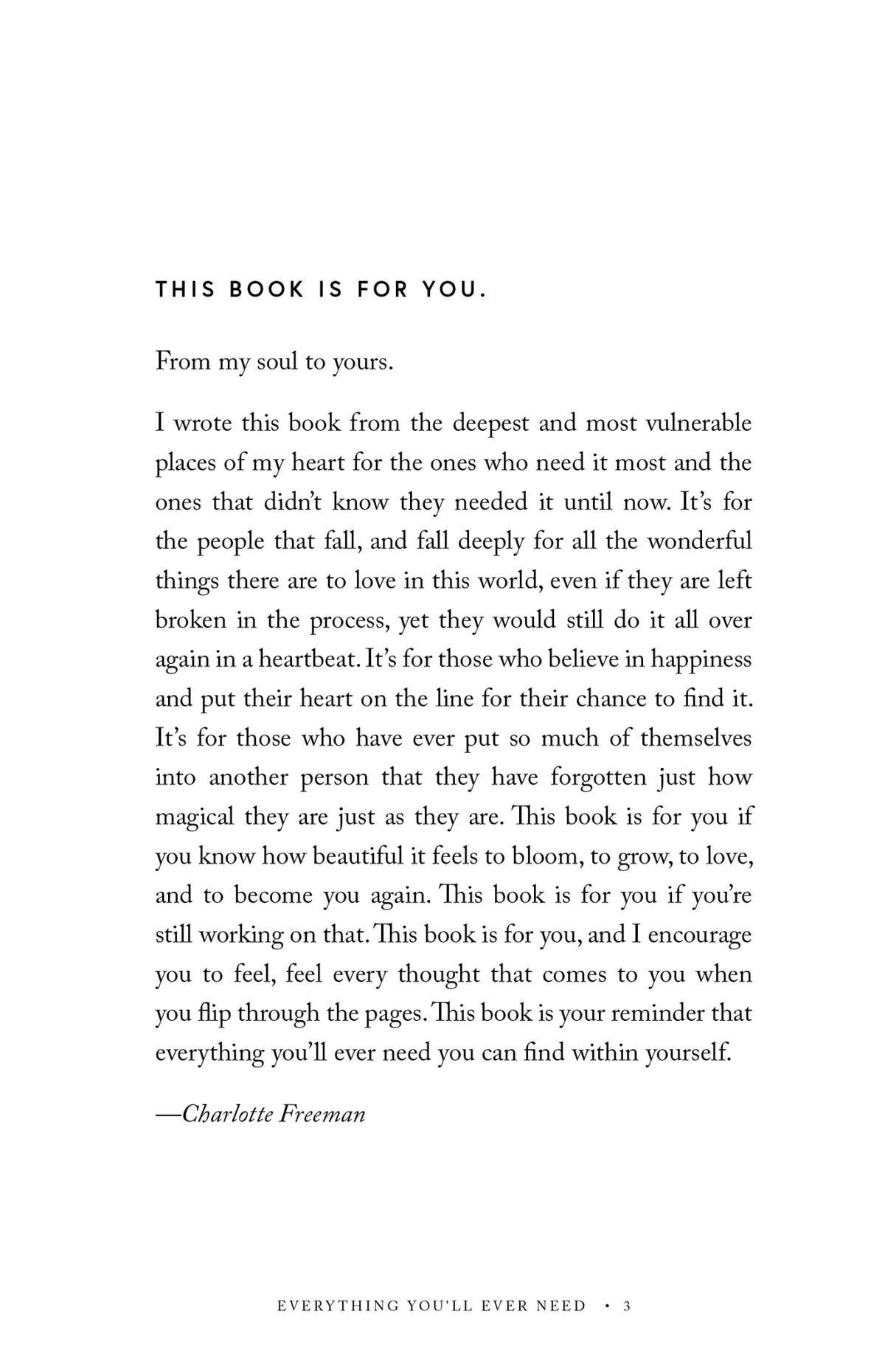 Everything You'll Ever Need by Charlotte Freeman, published by Thought Catalog